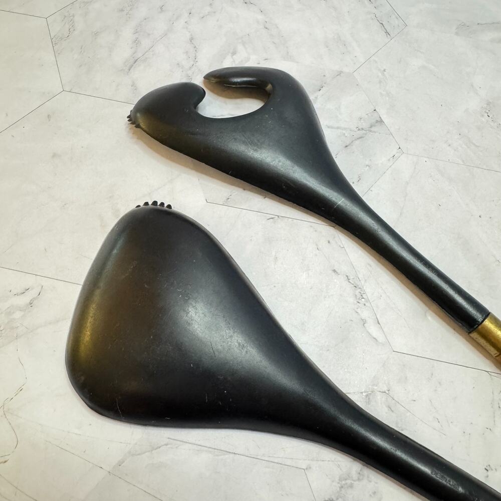 Vintage Helge Benzin Salad Servers Denmark Danish Designer 12" Teak Wood EUC - Picture 5 of 9